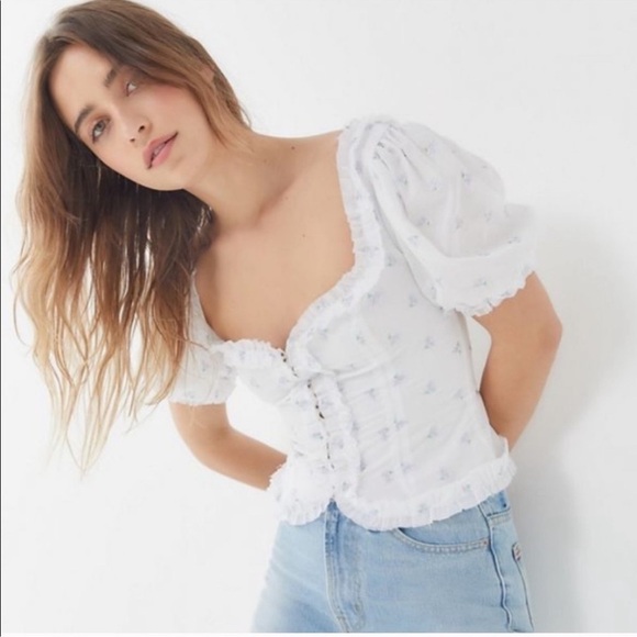 For Love & Lemons Delilah Ruffle Puff Sleeve Top - Picture 2 of 10